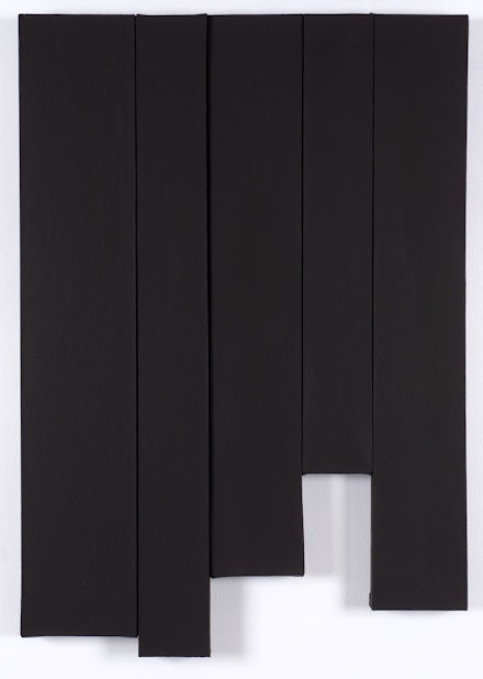 Denzil Hurley, <em>Glyph Strips #2</em>, 2019. Oil on linen, 28 × 19 3/4 × 1 3/4 inches. Courtesy Juretta Hurley and Canada, New York.