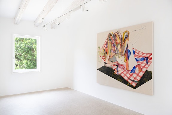 Installation view: <em>Christina Quarles: Come In From An Endless Place</em>, Hauser & Wirth Menorca, Spain, 2023. © Christina Quarles. Courtesy the artist and Hauser & Wirth. Photo: Damian Griffiths.