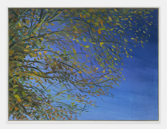 Julie DeVries, <em>Nocturne - Colored Leaves</em>, 2020. Oil on linen 30 x 40 inches. Courtesy Hunter Dunbar Projects.