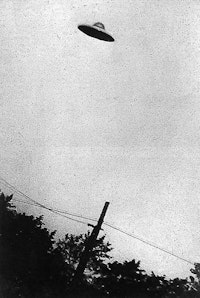 Photograph of a purported UFO in Passaic, New Jersey, taken on July 31, 1952. Photo: George Stock.