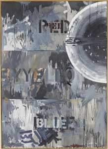 Hart Crane is another famous dead New York poet, suicide by downing (1932). While Johns directly references a line from Crane's poem Cape Hatteras, perhaps Crane could have used a periscope as he sank beneath the waves. Jasper Johns, “Periscope (Hart Crane)” (1963).Oil on canvas. 67