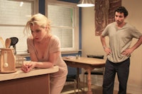 From <i>Stitching </i>by Anthony Neilson. Pictured: Meital Dohan as Abby and Gian-Murray Gianino as Stu. Photo courtesy of <i>Jaisen Crockett.</i>
