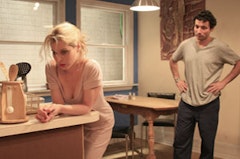 From <i>Stitching </i>by Anthony Neilson. Pictured: Meital Dohan as Abby and Gian-Murray Gianino as Stu. Photo courtesy of <i>Jaisen Crockett.</i>
