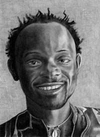 Portrait of Baye Kouyate.  Pencil on paper by Phong Bui.