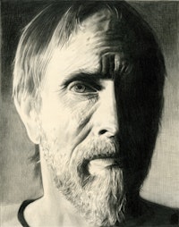 <i>Portrait of Bruce Connor, Pencil on paper by Phong Bui.</i> From original photograph by Kim Stringfellow.