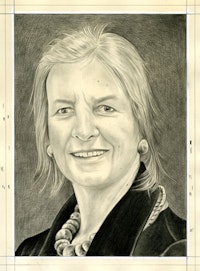 Portrait of Anne D'Harnoncourt. Pencil on paper by Phong Bui. 