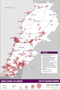 Courtesy of www.lebanonmaps.org, a project of www.samidoun.org. The Maps of the Israeli assault on Lebanon were developed by a group of activists to demonstrate the reality of the conlict.