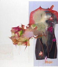 Albert Oehlen, “Mujer,” 2008. Oil and paper on canvas, 122 x 106 1/4 inches (310 x 270 cm)
