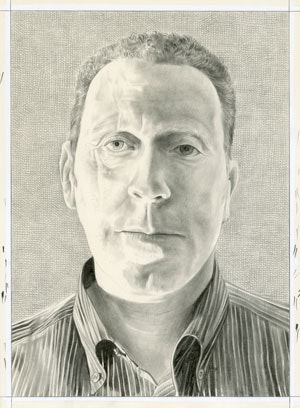 Portrait of David Anfam. Pencil on paper by Phong Bui.