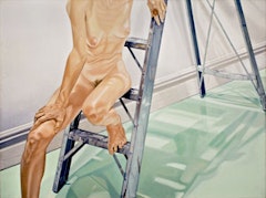 Philip Pearlstein, ÃƒÂ¢Ã¢?Â¬Ã…?Female Model on LadderÃƒÂ¢Ã¢?Â¬Ã‚Â� (1976). Oil on canvas. 72 Ãƒ?Ã¢?? 96 inches, 182.88 Ãƒ?Ã¢?? 243.84 cm. Ãƒ?Ã‚Â© Philip Pearlstein, Courtesy Betty Cuningham Gallery, New York