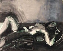 Frank Lobdell, “Reclining Model” (1974). Pen, ink, and wash on wove. Gift of Ramona C. and Nathan Oliveira, Cantor Arts Center at Stanford University