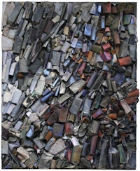 Linda Cross, “Untitled” (1985). Mixed media assemblage on canvas. 80 x 65 x 4 inches. 203.2 x 165.1 x 10.2 c