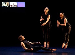 Ava Heller, Elise Knudson, and Melissa Guerrero in <em>Blocks of Continuality/Body, Image, and Algorithm.</em> Photo by Yi-Chun Wu.