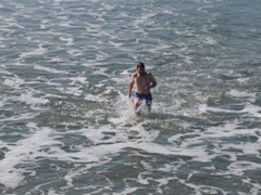 Matt in the water at Rockaway Beach.