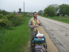 Matt pauses on a road just outside of Madison, WI.