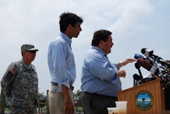 A press conference in Venice concerning the spill, with Billy Nungesser (far right) and Bobby Jindal.