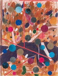 Patrick Michael Fitzgerald, “Andratx Drawing (Pools, Thoughts)” (2009). Colored pencil and collage on paper. 32.5 × 25 cm.