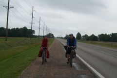 Iris Howard and Alex Berger on a Kansas highway.
Photo by Katy Bolger.