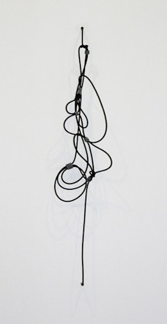 Jennie C. Jones, “Shhh #1” (2010). Professional noise canceling instrument cable, wire and felt. Approx. 47 x 10 x 6.25 inches (119.4 x 25.4 x 15.9 cm). Courtesy of the artist and Sikkema Jenkins & Co., New York.