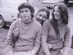Tuli Kupferberg (center) with Paul Krassner and unidentified friend; photo: Paskal