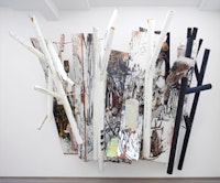 “Frio (From Badlands Series)” (1984). Painted wood, poplar and steel. 132 x 108 x 72 inches. 335.3 x 274.3 x 182.9 cm. © 2010 Judy Pfaff. Courtesy Ameringer | McEnery | Yohe, New York.