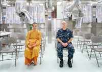 An-My Lê, Patient Admission, US Naval Hospital Ship Mercy, Vietnam, 2010. Archival pigment print, 40 x 56 1/2 inches. Edition of 5. Courtesy of Murray Guy, New York.
