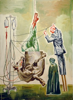 Nicky Nodjoumi, “Loose Comedy” (2010). Oil on canvas, 70 x 50 in. (178 x 127 cm). Image courtesy of Priska C. Juschka Fine Art.