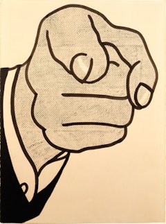 Roy Lichtenstein, “Finger Pointing” (1961). Graphite pencil, pochoir, brush, and india ink, 76.2 x 57.2 cm. Private Collection, New York, 
© Estate of Roy Lichtenstein.