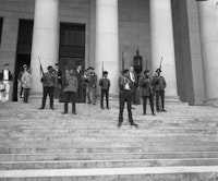 “The Black Panthers march on Washington State, 1969.” Image courtesy Washington State Digital Archives.