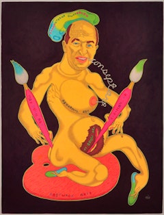 Peter Saul, “Clemunteena Gweenburg,” 1971. Colored pencil and gouache on museum board. 41 x 31 in. Collection of Sally and Peter Saul. Courtesy of Haunch of Venison New York.