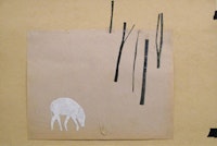 Tom Thayer, Paper Puppet and Scenery from The New World Pig, 2009-2010, paper, tape collage, graphite, 12 x 17.75 inches.
