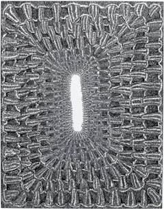 James Siena. “Pharynx Dentata,” 2010. Enamel on aluminum. 29-1/16