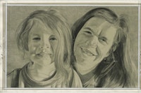  Portrait of the author and her son. Pencil on paper by Phong Bui.