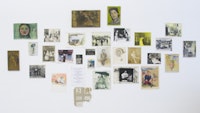 “Look,” (installation) 2009, Mixed media on collected photographs, dimensions variable. Courtesy of Shahram Karimi and LTMH Gallery, New York.
