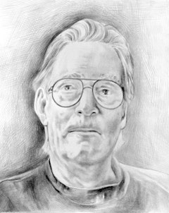 Portrait of Walter Hopps. Pencil and Paper by Phong Bui.