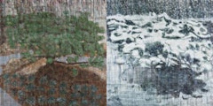 “White Pine,” 2010. Oil on canvas (diptych). 72 x 144”. Courtesy of the artist and Locks Gallery.