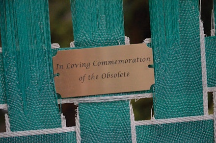 Detail, “In Loving Commemoration of the Obsolete,” - Flushing, Jewell Avenue, between 147th and 150th Streets. Image courtesy of Krystina and Marek Milde.