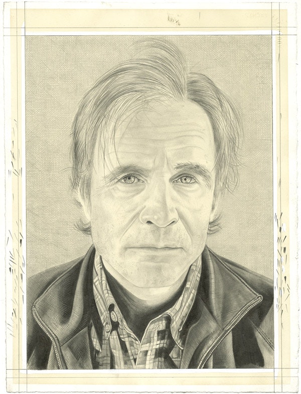 Portrait of Ken Johnson. Pencil on paper by Phong Bui.