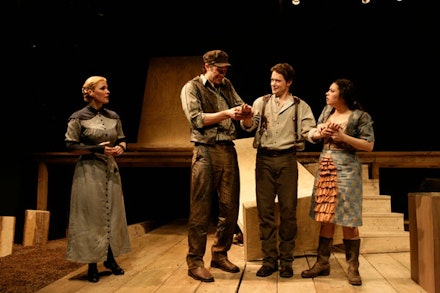 Kelly McAndrew, Tug Coker, Barnaby Carpenter, and Vanessa Aspillaga in <em>The Cataract</em>. Photo courtesy of Women's Project and Productions.