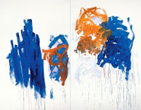 Joan Mitchell, “Merci,” 1992. Oil on canvas diptych. 110 1/4 by 141 1/2”. © Estate of Joan Mitchell. Courtesy Joan Mitchell Foundation and Cheim & Read, New York.