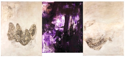 Bill Jensen, “The Trinity,” 2010-11. Oil on linen, triptych, 53 x 120” overall. Courtesy Cheim & Read, New York.