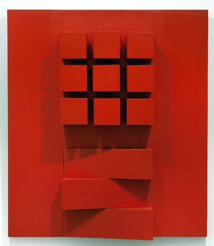 Woodward, 1974, acrylic on canvas mounted on wood, 54 x 47.5 x 7.5