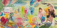 Janet Fish, “Balloons,” 1999. Oil on canvas. 50 x 100”. Courtesy of DC Moore Gallery, New York.