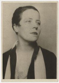 <i>Djuna Barnes, portrait</i>, circa 1920s. Photograph. 4 x 2 3/4 in. Djuna Barnes Papers, Special Collections, University of Maryland Libraries.