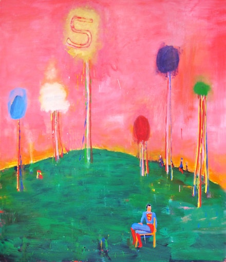 Katherine Bradford, “At Home,” 2011. Oil on canvas, 80 x 68