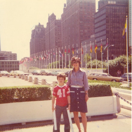 Ted with Joan at the U.N. (June, 1975).