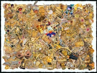 Stephanie Dodes and Marshall Korshak, Gold Collage, 2012. 22 x 30”. Collage on paper. Courtesy of the artists and Allegra LaViola Gallery. 