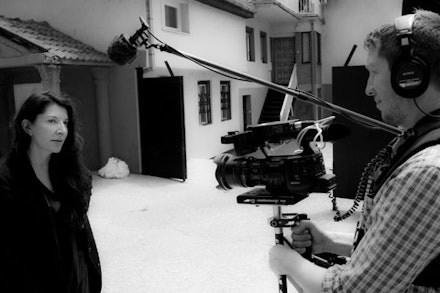 Marina Abramović and Matthew Akers filming <i>The Artist Is Present</i>.