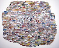 Jung ah Kim, untitled, 33.5” x 29”, color pencil, graphite on grocery store coupon collage, 2009. Courtesy the artist.