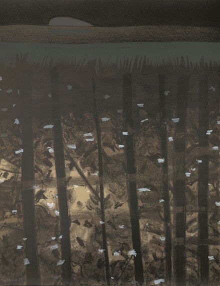Alex Katz, “Black Brook 10,” 1995. Silkscreen in eleven colors, 46 5/8 x 36”. Edition: 50; Artist Proofs: 14. Printed by Thomas D. Little, Robert Blanton, and Steven Sangenario, Brand X Editions, Inc., New York. Published by the artist. Photography (c) Albertina, Wien.